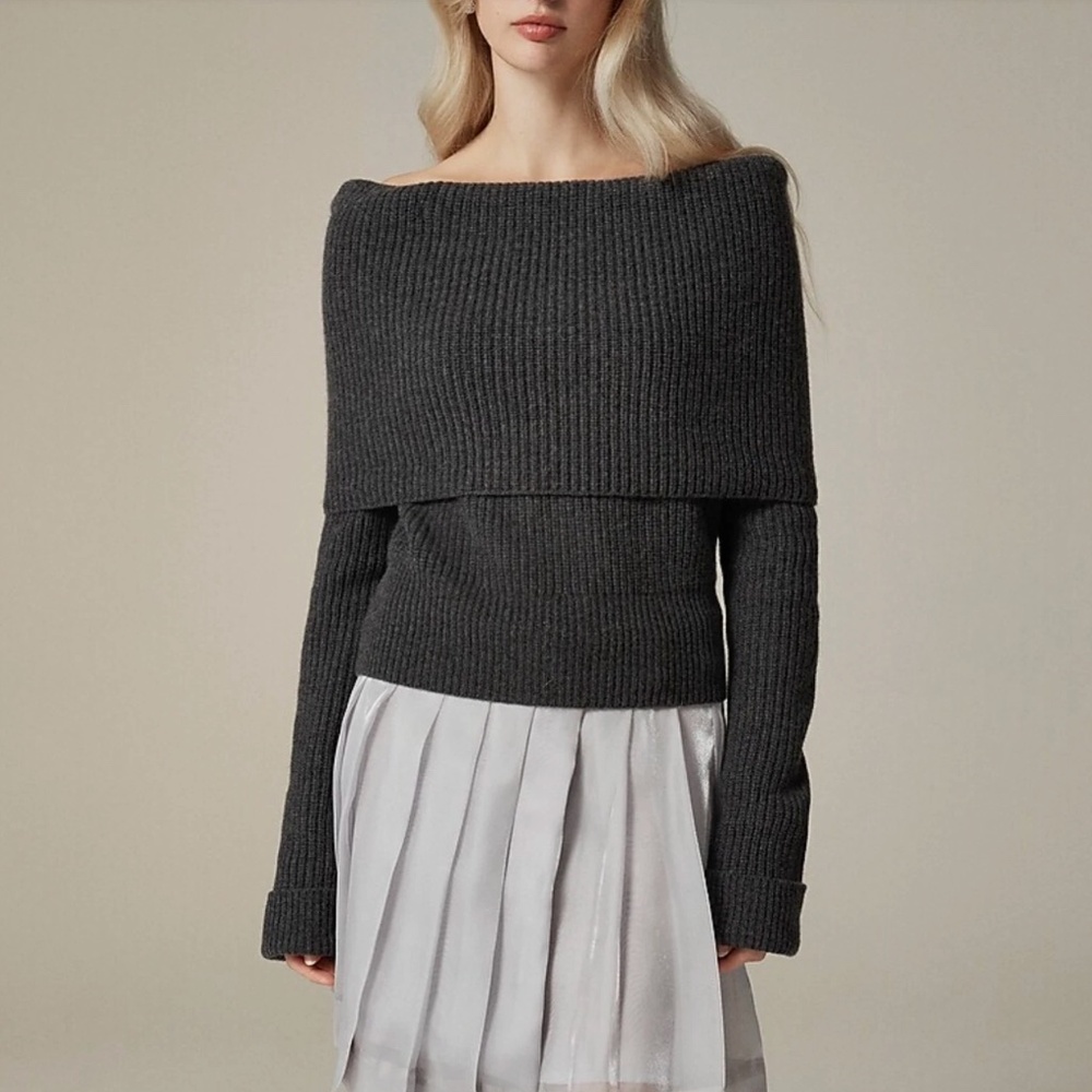 $318 J.CREW COLLECTION 100% cashmere off-the-shoulder sweater-top Large  12 14